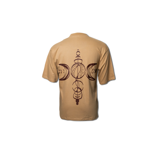 Taupe Abstract Drop Shoulder Tee (C22)