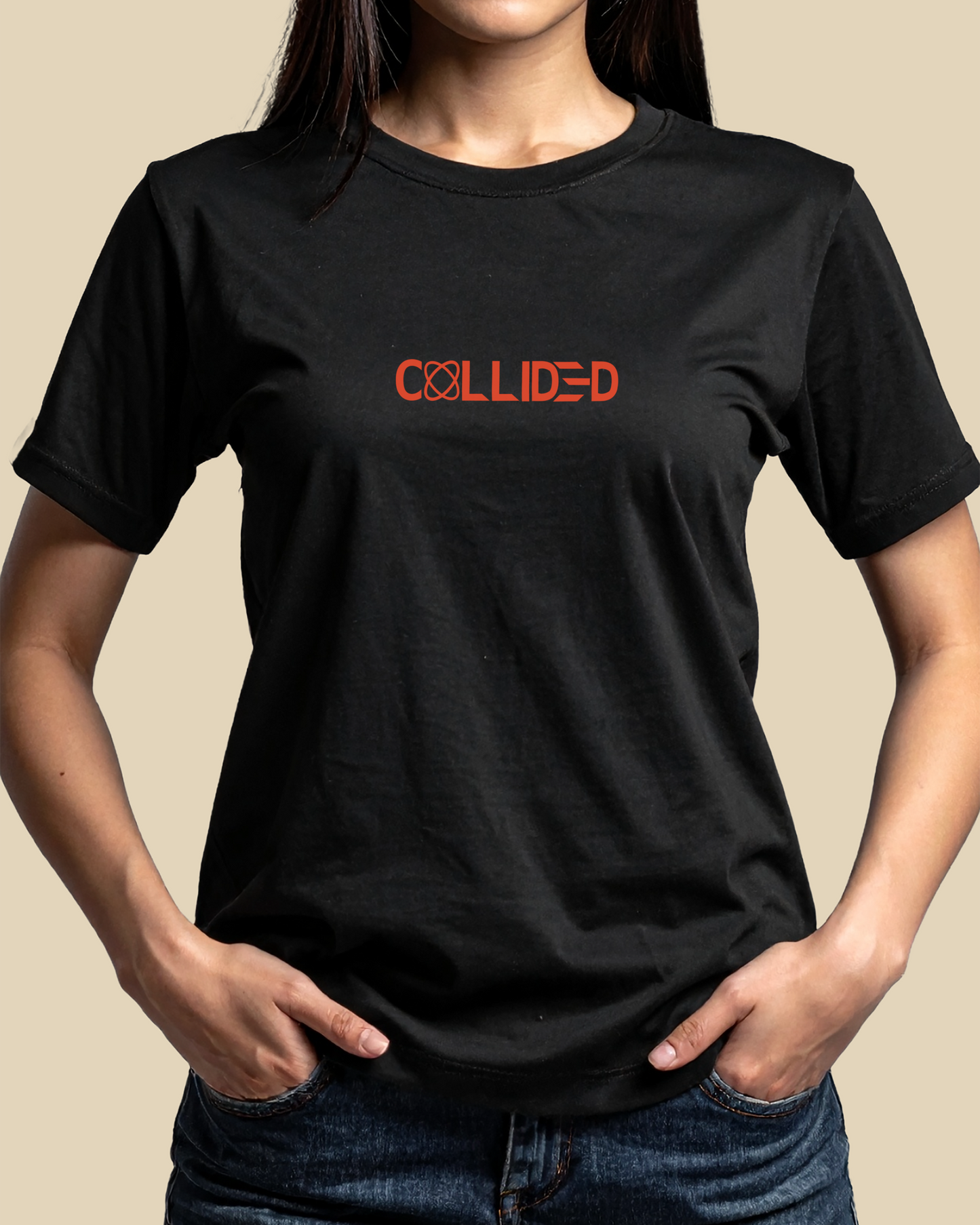 Women's Premium Solid Black & Red Regular T-Shirt