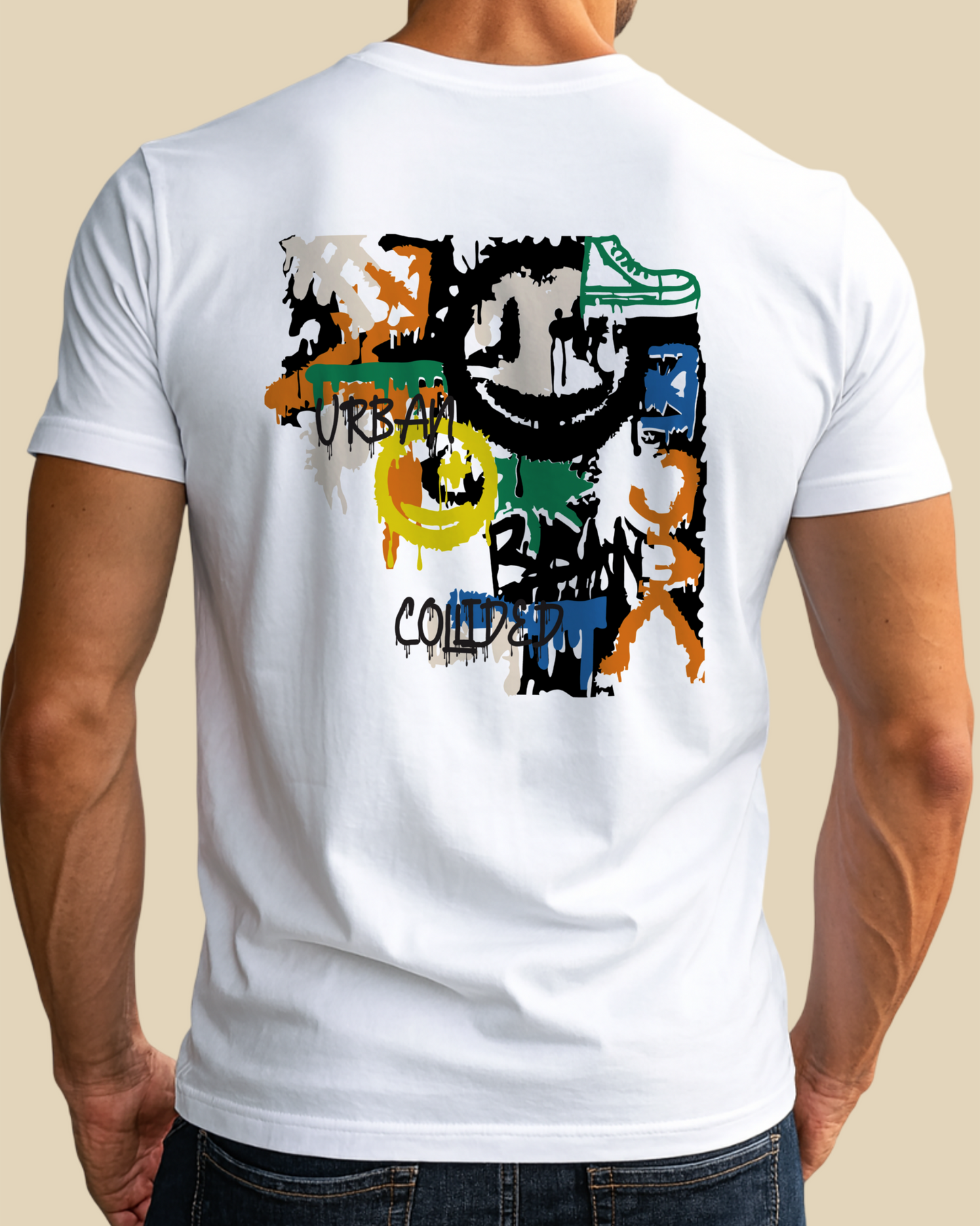 Men's Premium White Regular T-Shirt - Abstract