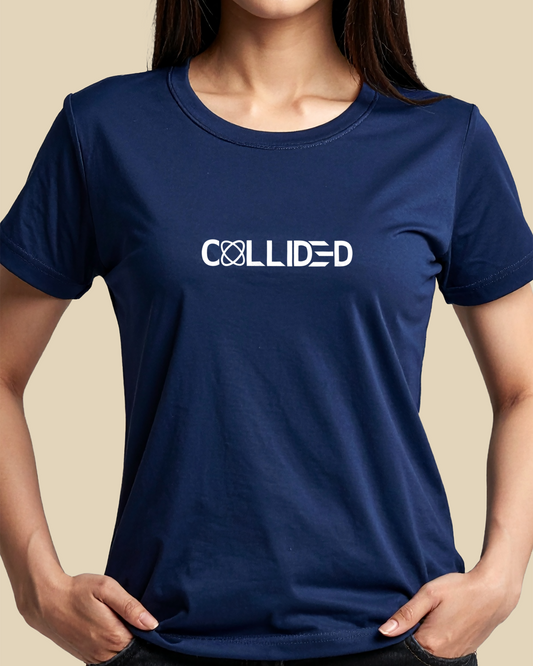 Women's Premium Navy Blue & Red Regular T-Shirt - Snatched