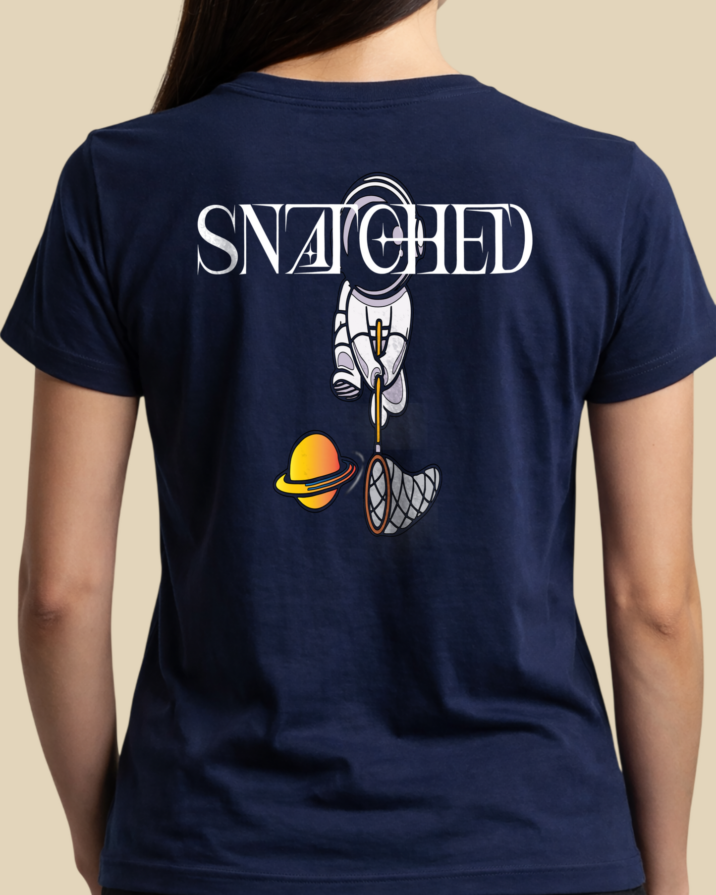 Women's Premium Navy Blue & Red Regular T-Shirt - Snatched