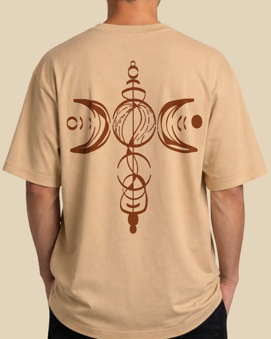 Men's Premium Taupe Over-Sized T-Shirt - Abstract