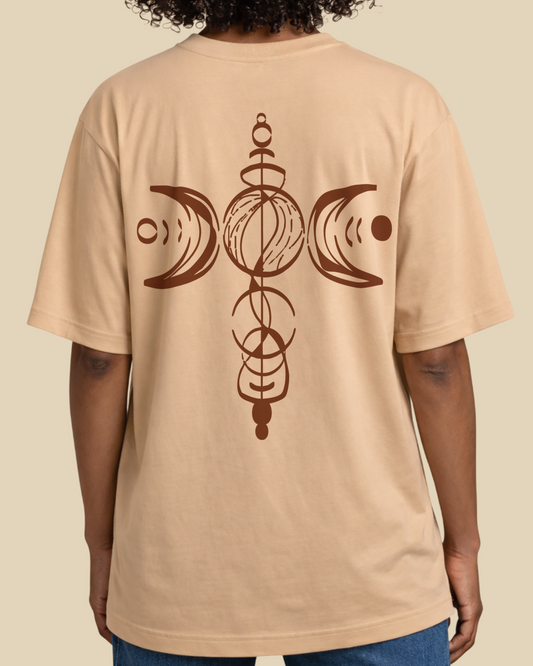 Women's Premium Taupe Over-Sized T-Shirt - Abstract