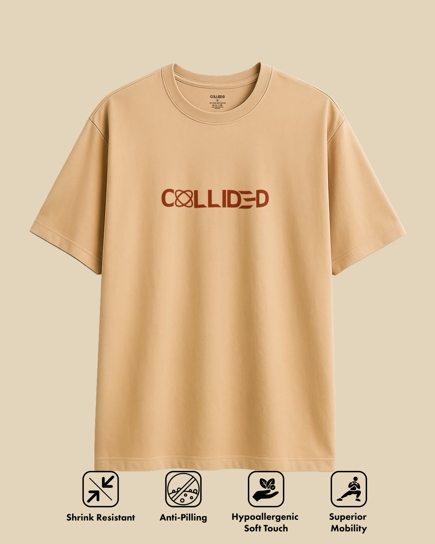 Men's Premium Taupe Over-Sized T-Shirt - Abstract