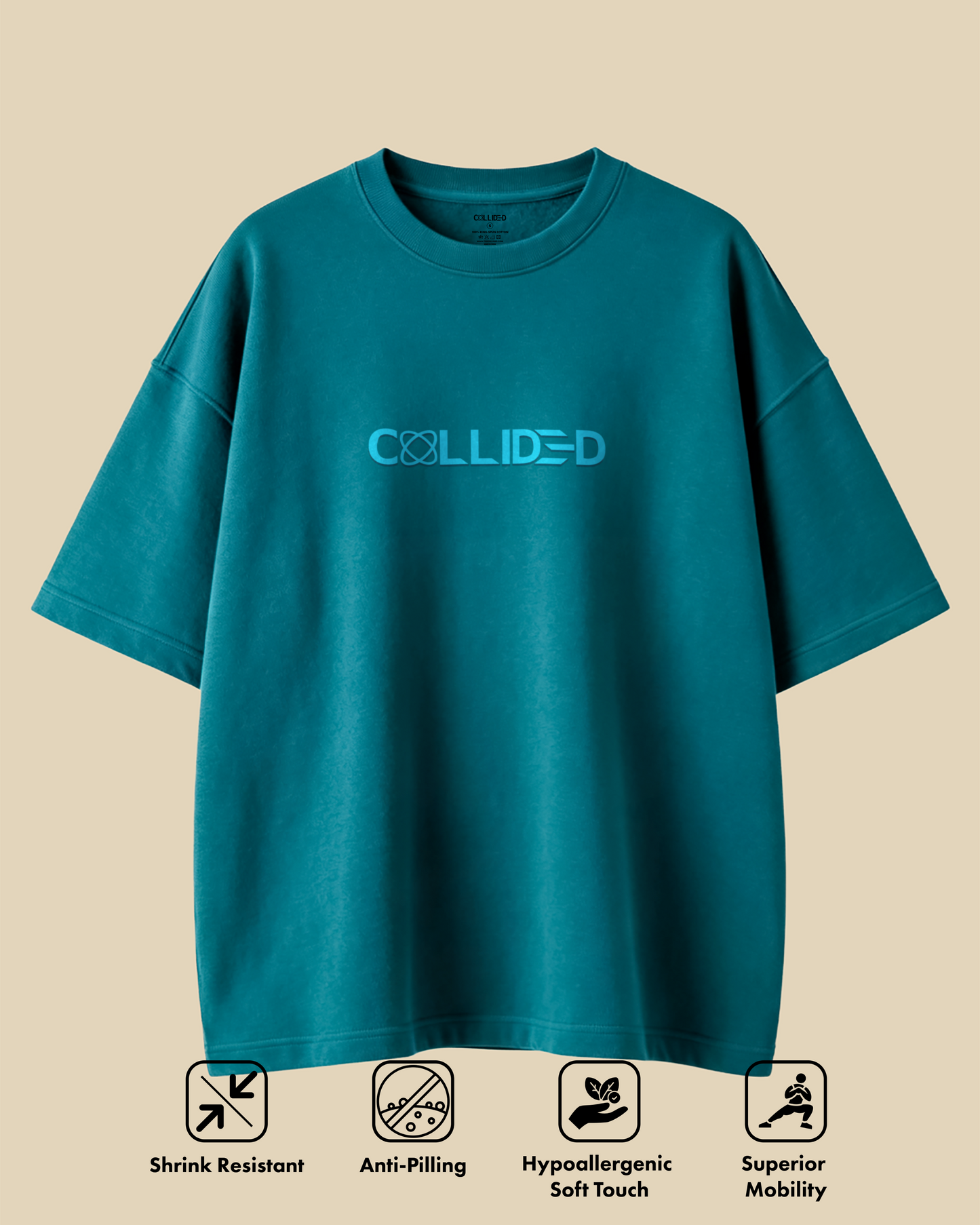 Men's Ultra Premium Solid Teal Blue Over-Sized T-Shirt