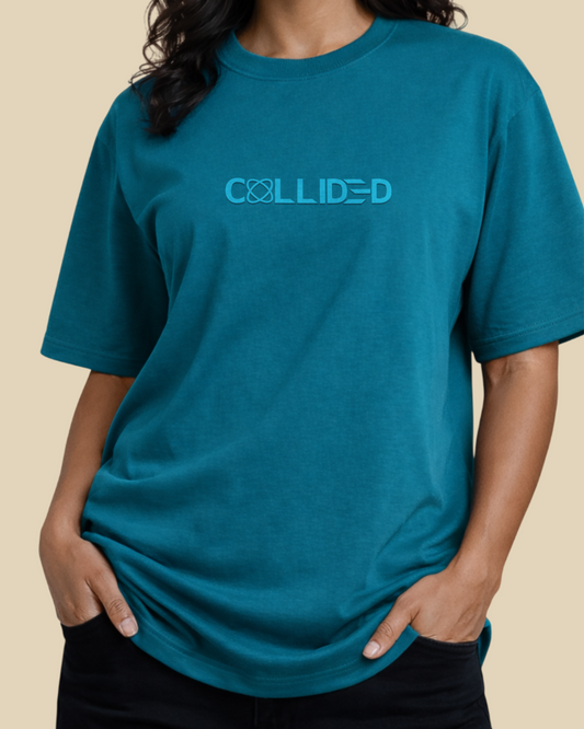 Women's Ultra Premium Solid Teal Blue Over-Sized T-Shirt