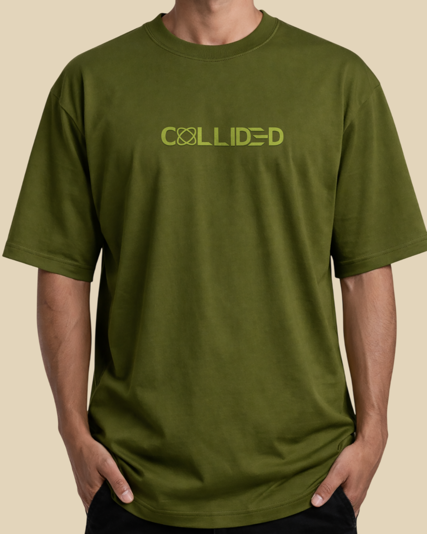 Men's Ultra Premium Solid Olive Green Over-Sized T-Shirt