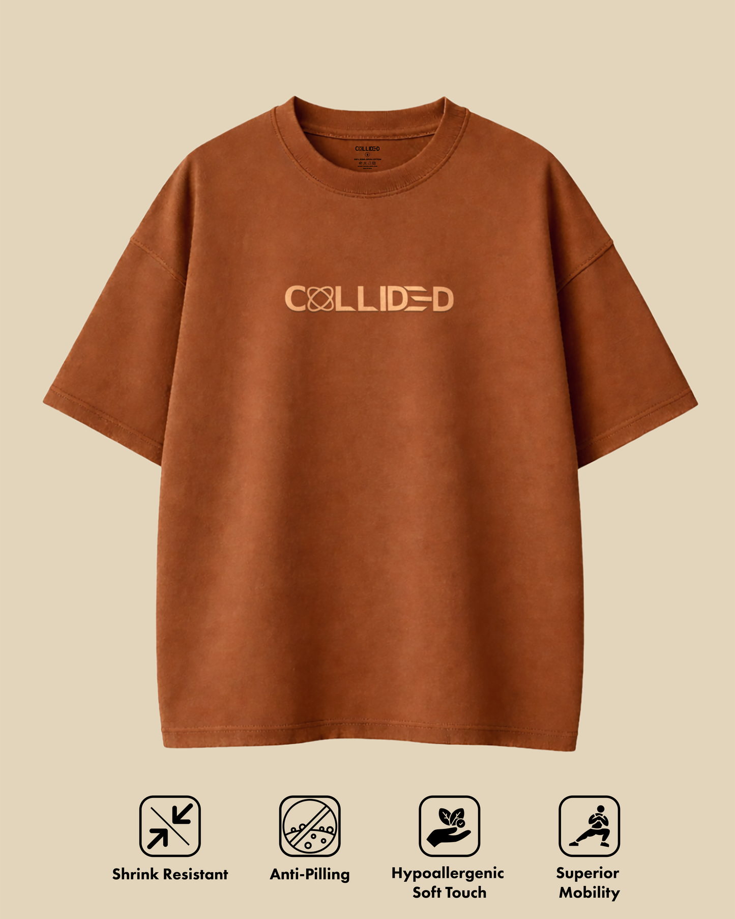 Men's Ultra Premium Solid Mocha Brown Over-Sized T-Shirt