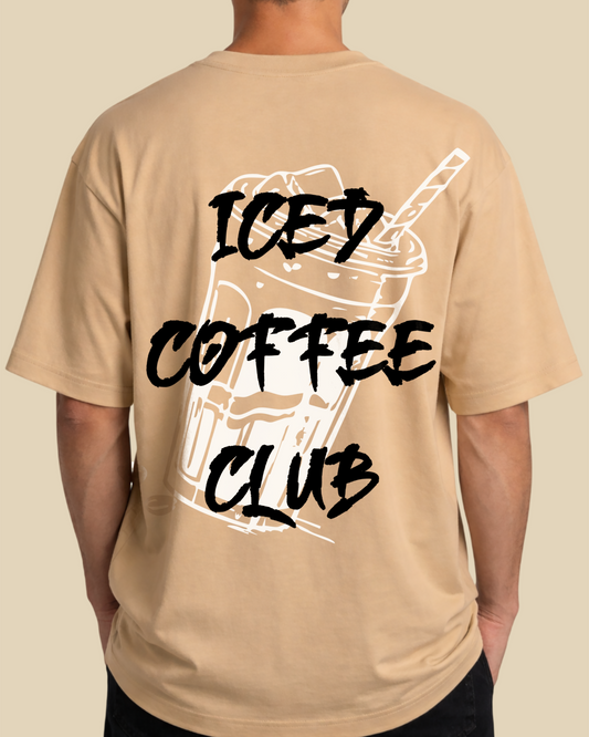Men's Premium Taupe Over-Sized T-Shirt - Iced Coffee Club
