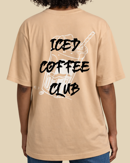 Women's Premium Taupe Over-Sized T-Shirt - Iced Coffee Club